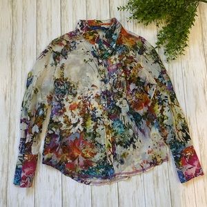 Georg Roth LA medium cotton silk top floral sheer